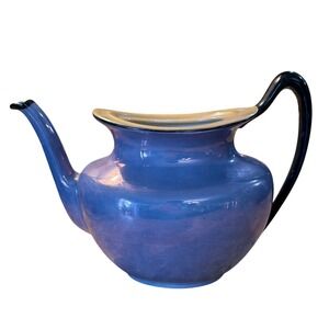 Phoenix China Teapot 8.5in Blue Iridescent Lusterware Czechoslovakia 1920s DECOR